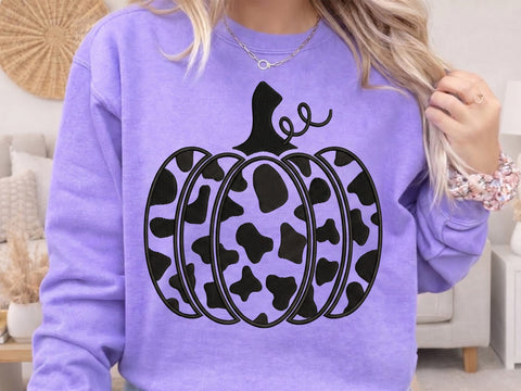 Cow Print Pumpkin Embroidery Design, Farmhouse Fall Machine Embroidery Pattern, Western Halloween Pumpkin, Autumn Harvest Embroidery/Applique DESIGNS DesignDestine 