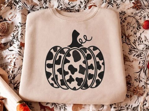 Cow Print Pumpkin Embroidery Design, Farmhouse Fall Machine Embroidery Pattern, Western Halloween Pumpkin, Autumn Harvest Embroidery/Applique DESIGNS DesignDestine 