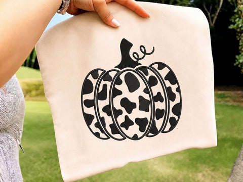 Cow Print Pumpkin Embroidery Design, Farmhouse Fall Machine Embroidery Pattern, Western Halloween Pumpkin, Autumn Harvest Embroidery/Applique DESIGNS DesignDestine 
