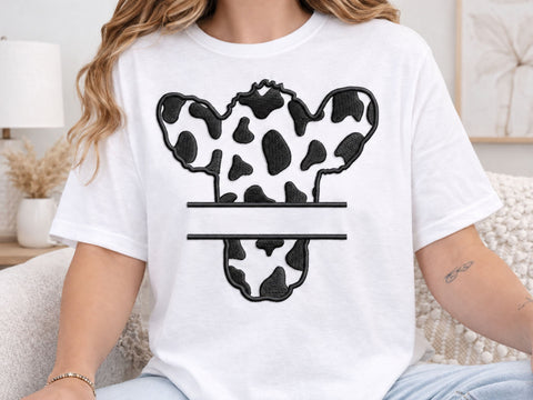 Cow Print Split Monogram Embroidery Design, Cow Head Name Frame, Farm Animal Machine Embroidery Pattern for Shirts, Totes, and Country Gifts Embroidery/Applique DESIGNS DesignDestine 