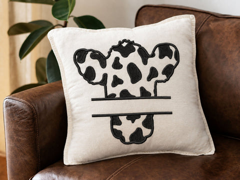 Cow Print Split Monogram Embroidery Design, Cow Head Name Frame, Farm Animal Machine Embroidery Pattern for Shirts, Totes, and Country Gifts Embroidery/Applique DESIGNS DesignDestine 