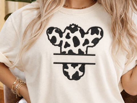 Cow Print Split Monogram Embroidery Design, Cow Head Name Frame, Farm Animal Machine Embroidery Pattern for Shirts, Totes, and Country Gifts Embroidery/Applique DESIGNS DesignDestine 