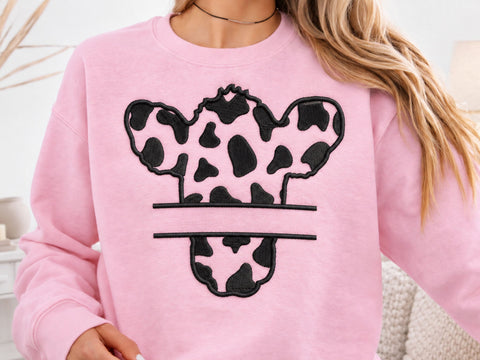 Cow Print Split Monogram Embroidery Design, Cow Head Name Frame, Farm Animal Machine Embroidery Pattern for Shirts, Totes, and Country Gifts Embroidery/Applique DESIGNS DesignDestine 