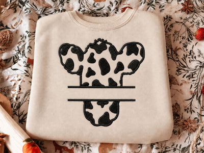 Cow Print Split Monogram Embroidery Design, Cow Head Name Frame, Farm Animal Machine Embroidery Pattern for Shirts, Totes, and Country Gifts Embroidery/Applique DESIGNS DesignDestine 