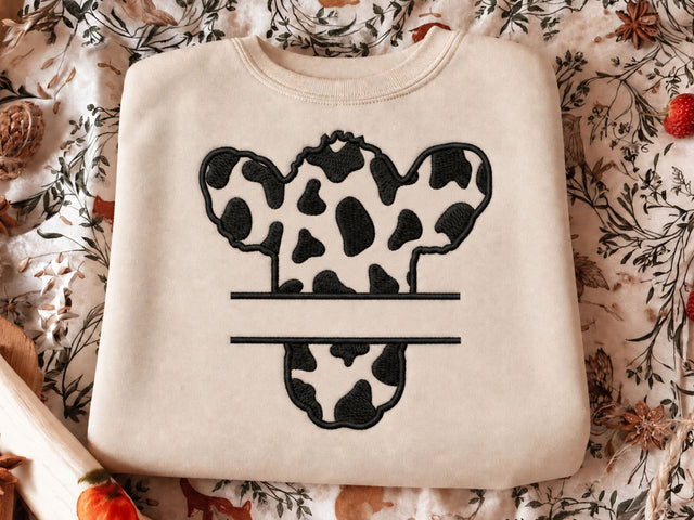 Cow Print Split Monogram Embroidery Design, Cow Head Name Frame, Farm Animal Machine Embroidery Pattern for Shirts, Totes, and Country Gifts Embroidery/Applique DESIGNS DesignDestine 