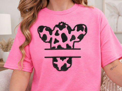 Cow Print Split Monogram Embroidery Design, Cow Head Name Frame, Farm Animal Machine Embroidery Pattern for Shirts, Totes, and Country Gifts Embroidery/Applique DESIGNS DesignDestine 