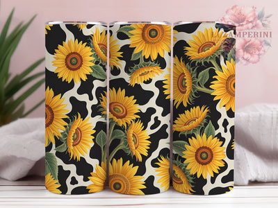 Cow Print Sunflower 20oz Tumbler, Sunflower Design, Farm Style, Rustic Tumbler, 20oz Sublimation, PNG Design, Country Gift Sublimation Li Zamperini 