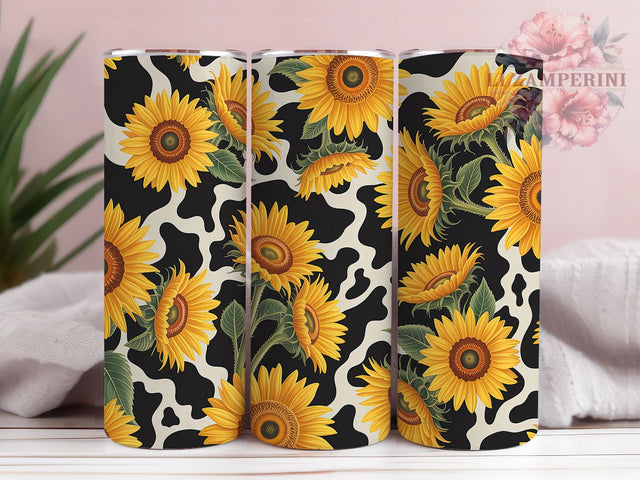 Cow Print Sunflower 20oz Tumbler, Sunflower Design, Farm Style, Rustic Tumbler, 20oz Sublimation, PNG Design, Country Gift Sublimation Li Zamperini 
