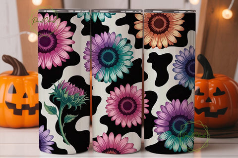 Cow Print Sunflower 20oz Tumbler Wrap Sublimation PixelChick 