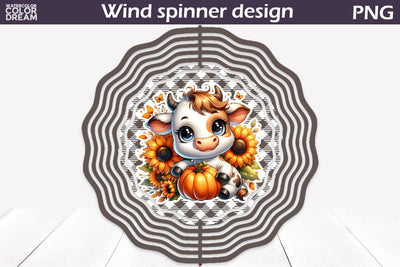 Cow Pumpkin Wind Spinner Sublimation WatercolorColorDream 
