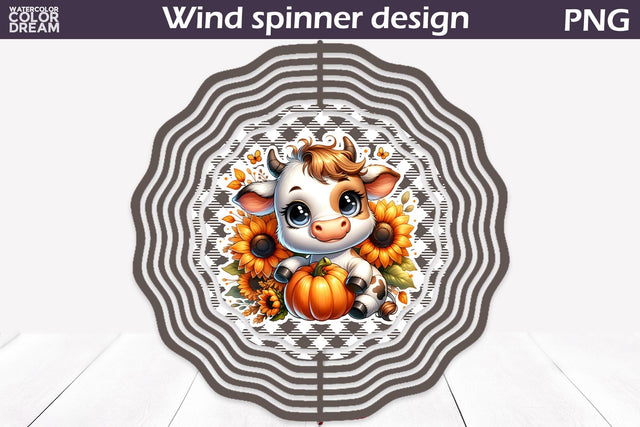 Cow Pumpkin Wind Spinner Sublimation WatercolorColorDream 