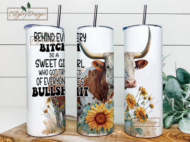 Cow Sarcastic Tumbler Wrap, Funny Saying Watercolor Tumbler Wrap, 20oz Sublimation Tumbler PNG, Seamless Design Sublimation iStyleDesign 