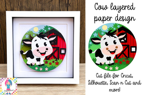 Cow shadowbox SVG | 3D layered design. SVG Digital Gems 