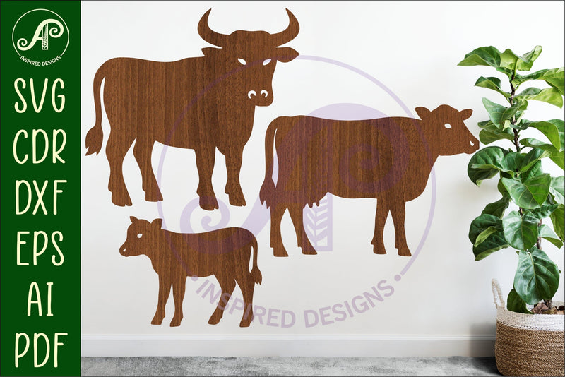 Cow silhouette laser cut outs SVG file SVG APInspireddesigns 