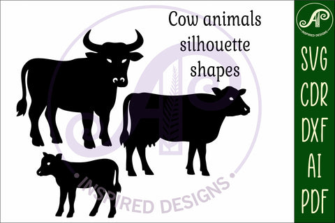 Cow silhouette laser cut outs SVG file SVG APInspireddesigns 