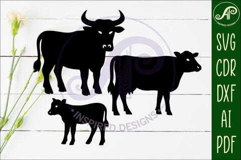 Cow silhouette laser cut outs SVG file SVG APInspireddesigns 