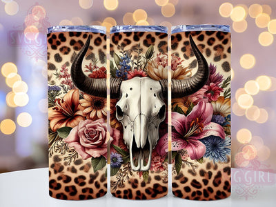 Cow Skull Leopard 20oz Tumbler Wrap Sublimation Design, Straight Tapered Tumbler Wrap, Country Western Tumbler Png, Instant Digital Download Sublimation SvggirlplusArt 