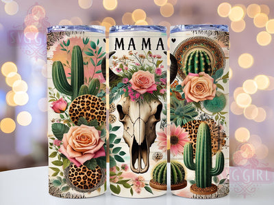 Cow Skull MAMA Roses Leopard 20oz Tumbler Wrap Sublimation Design, Straight Tapered Tumbler Wrap, Boho Cow Skull Tumbler Png, Instant Digital Download Sublimation SvggirlplusArt 