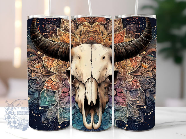 Cow Skull Tumbler, Boho Cow Skull 20 oz Tumbler Sublimation Designs, Western Tumbler, Cowhide PNG, Country Girl Tumbler, Instant Digital Download PNG Sublimation ToriDesigns 