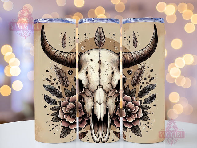 Cow Skull Western Tumbler, Boho Cow Skull 20 oz Tumbler Sublimation Designs, Cowhide PNG, Country Girl Tumbler, Instant Digital Download Sublimation SvggirlplusArt 