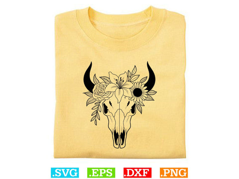 Cow Skull With Flower Svg Bundle, Bull Skull Svg SVG Creativeart88 