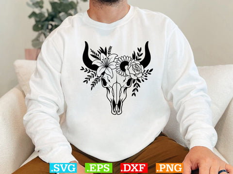 Cow Skull With Flower Svg Bundle, Bull Skull Svg SVG Creativeart88 