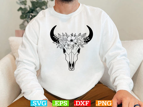 Cow Skull With Flower Svg Bundle, Bull Skull Svg SVG Creativeart88 