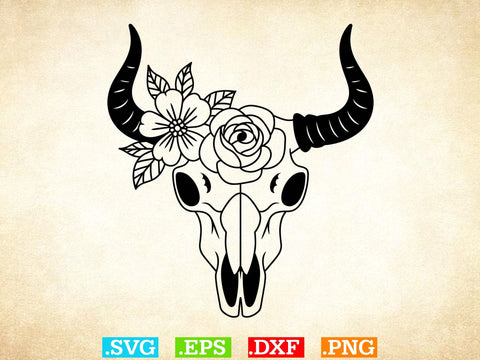 Cow Skull With Flower Svg Bundle, Bull Skull Svg SVG Creativeart88 