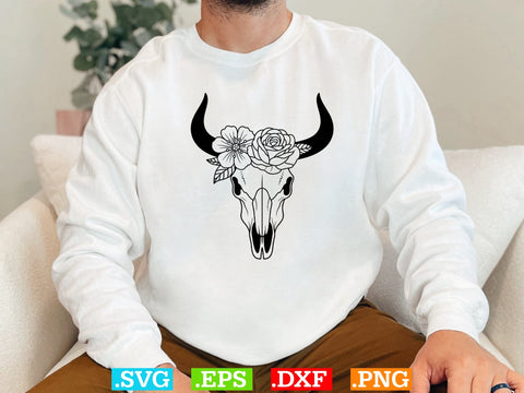 Cow Skull With Flower Svg Bundle, Bull Skull Svg SVG Creativeart88 