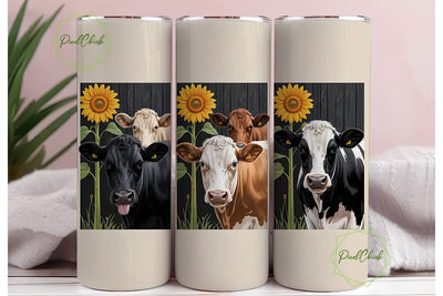 Cow & Sunflower 20oz Tumbler Wrap Sublimation PixelChick 