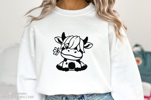 Cow Svg, Baby Cow with a flower Svg, Baby Cow Svg, Cow Svg File SVG Artinrhythm shop 