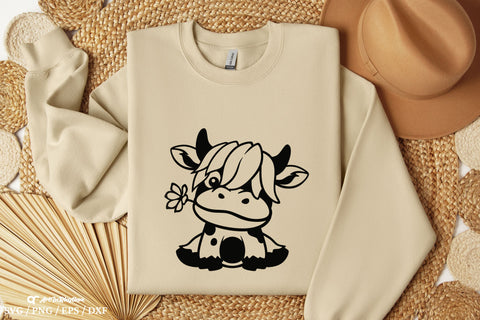 Cow Svg, Baby Cow with a flower Svg, Baby Cow Svg, Cow Svg File SVG Artinrhythm shop 