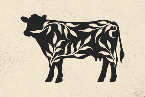 Cow SVG, Cow Silhouette SVG, Cow Cut file, Cow Leaves SVG file, Cow clipart, Farm svg file, Kitchen cut file, Farm Animals svg, vector SVG DesignDestine 