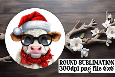 Cow-Themed Christmas Circle Decor - Sublimation Bliss Sublimation afrosvg 