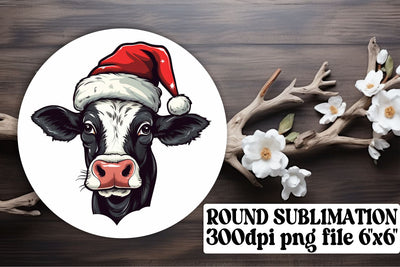 Cow-Themed Christmas Circle Decor - Winter Sublimation Sublimation afrosvg 
