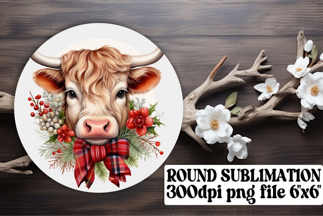 Cow-Themed Christmas Circle Decor - Winter Sublimation Sublimation afrosvg 
