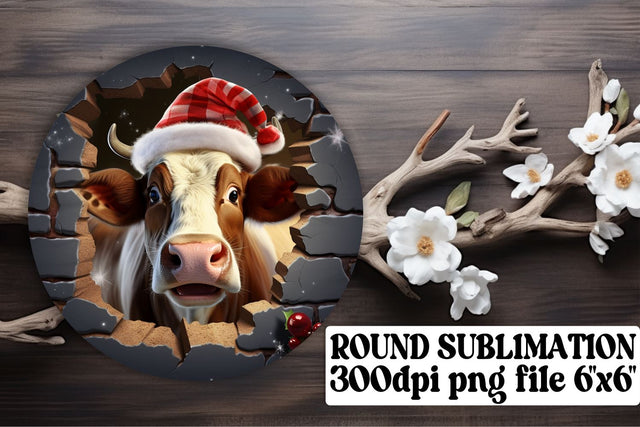 Cow-Themed Christmas Circle - Sublimation Ornament Bliss Sublimation afrosvg 