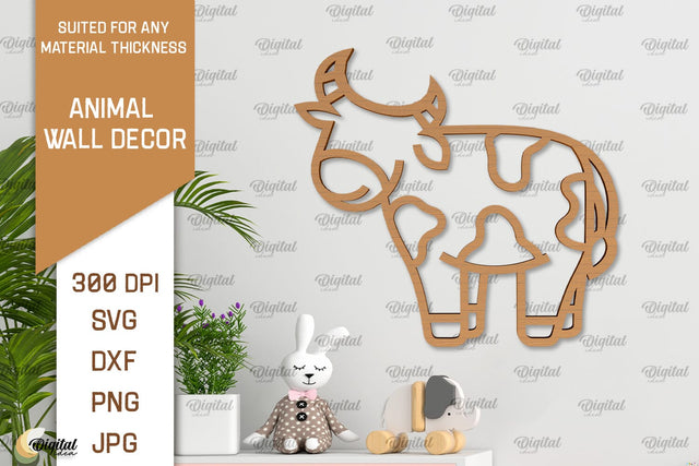 Cow Wall Decor Laser Cut. Baby Animals Wall Art SVG SVG Evgenyia Guschina 