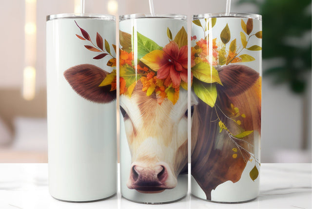 Cow Watercolor Tumbler PNG. 20 OZ Skinny Tumbler Sublimation Olga Terlyanskaya 