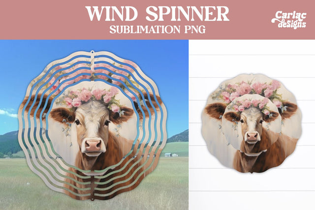 Cow Wind Spinner Sublimation Design Sublimation Carla C Designs 