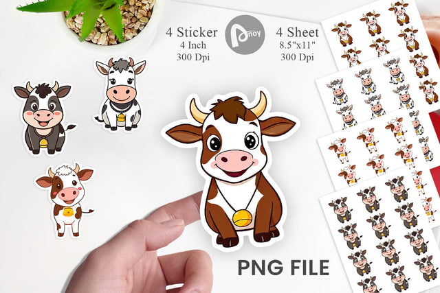 Cow with Bell Sticker Sublimation artnoy 