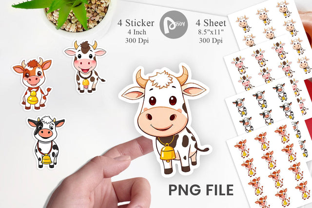 Cow with Bell Sticker Sublimation artnoy 