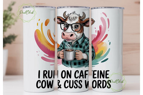 Cow with Coffee Tumbler Wrap Sublimation PixelChick 
