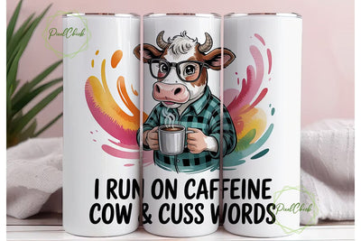 Cow with Coffee Tumbler Wrap Sublimation PixelChick 