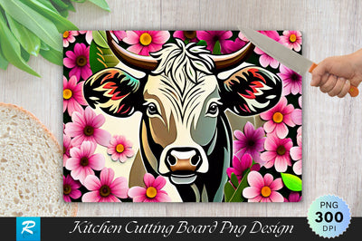 Cow With Flowers Cutting Board Sublimation Regulrcrative 