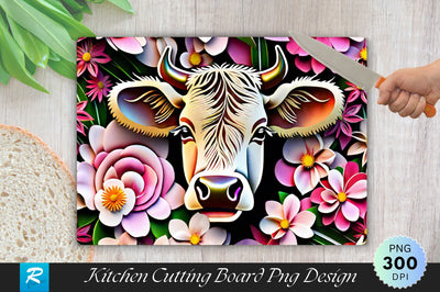Cow With Flowers Cutting Board Sublimation Regulrcrative 