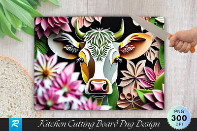 Cow With Flowers Cutting Board Sublimation Regulrcrative 