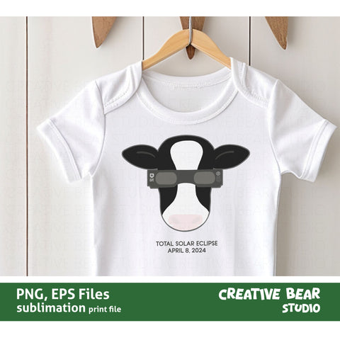 Cow with Solar Eclipse Glasses | Total Solar Eclipse 2024 | Creative Bear Studio Sublimation Creative Bear Studio 