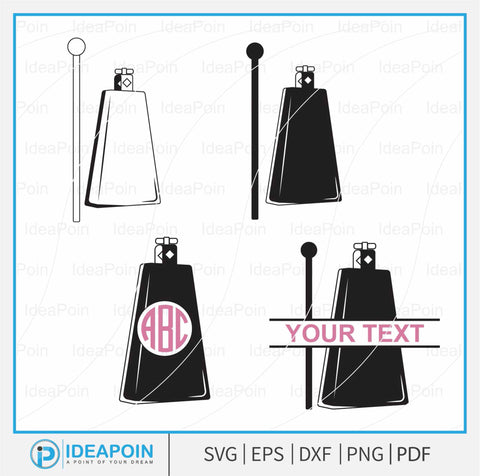Cowbell SVG File, Percussion SVG, Drumsticks svg, cowbell monogram, Cowbell Png, Cowbell Silhouette, Cowbell Clipart, Cowbell Cut File SVG Dinvect 