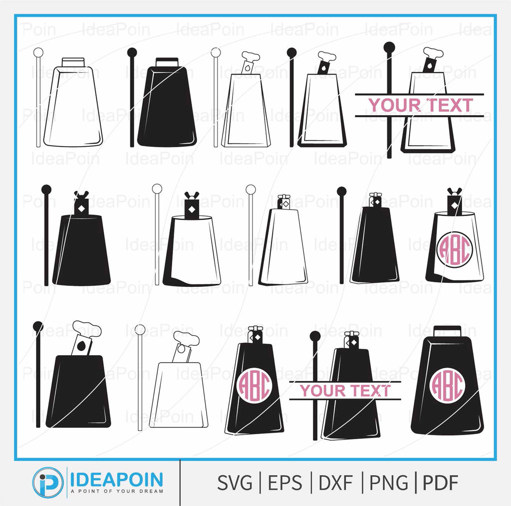 Cowbell SVG File, Percussion SVG, Drumsticks svg, cowbell monogram, Co ...